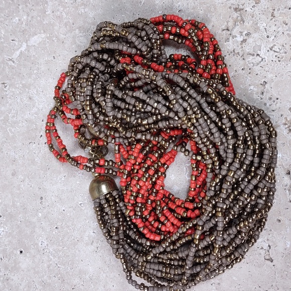 Two Tone Multi Strand Glass Seed Bead Necklace - Picture 5 of 6